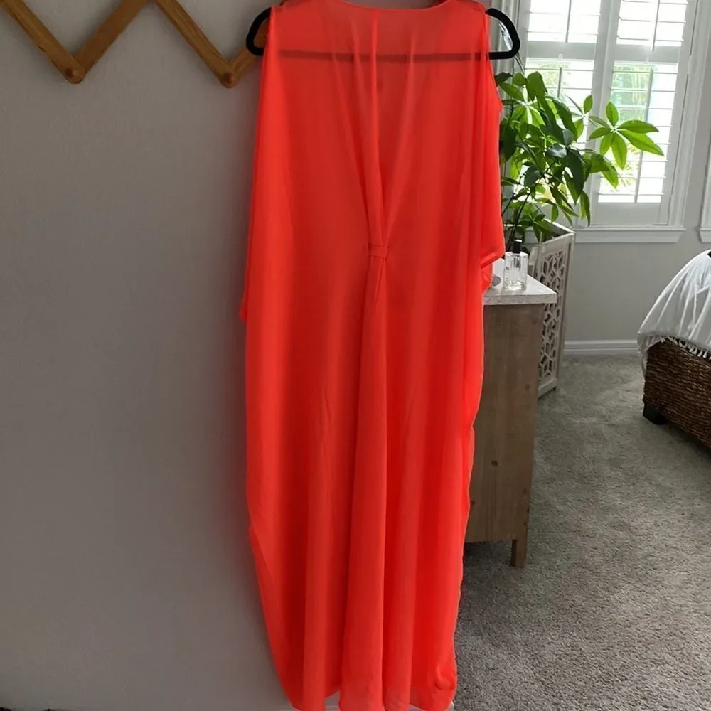 L’Agent by Agent Provocateur Holly Neon Orange Kaftan Swim Coverup One Size NWT